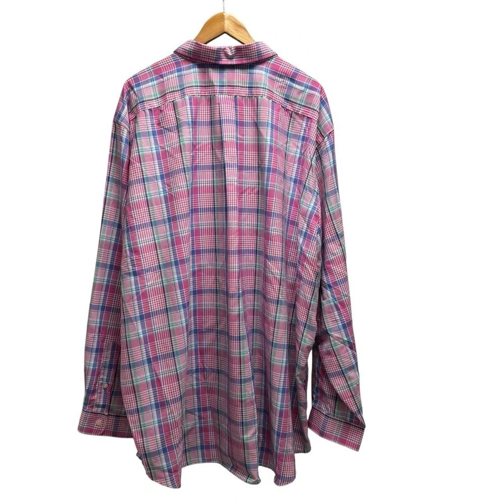 Polo Ralph Lauren NEW Men's 4XB Big Pink/Green/Blue Plaid Performance Pony Shirt